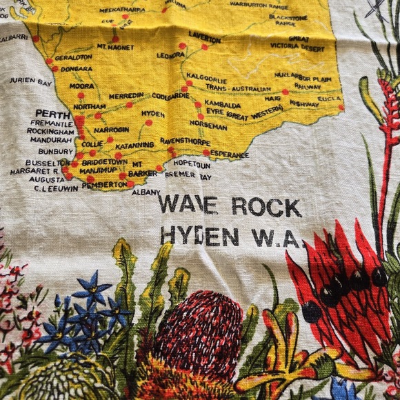 MAP of WESTERN AUSTRALIA LINEN/COTTON TEA TOWEL SOUVENIR - DESIGNED by‎ HEIL - Picture 4 of 7
